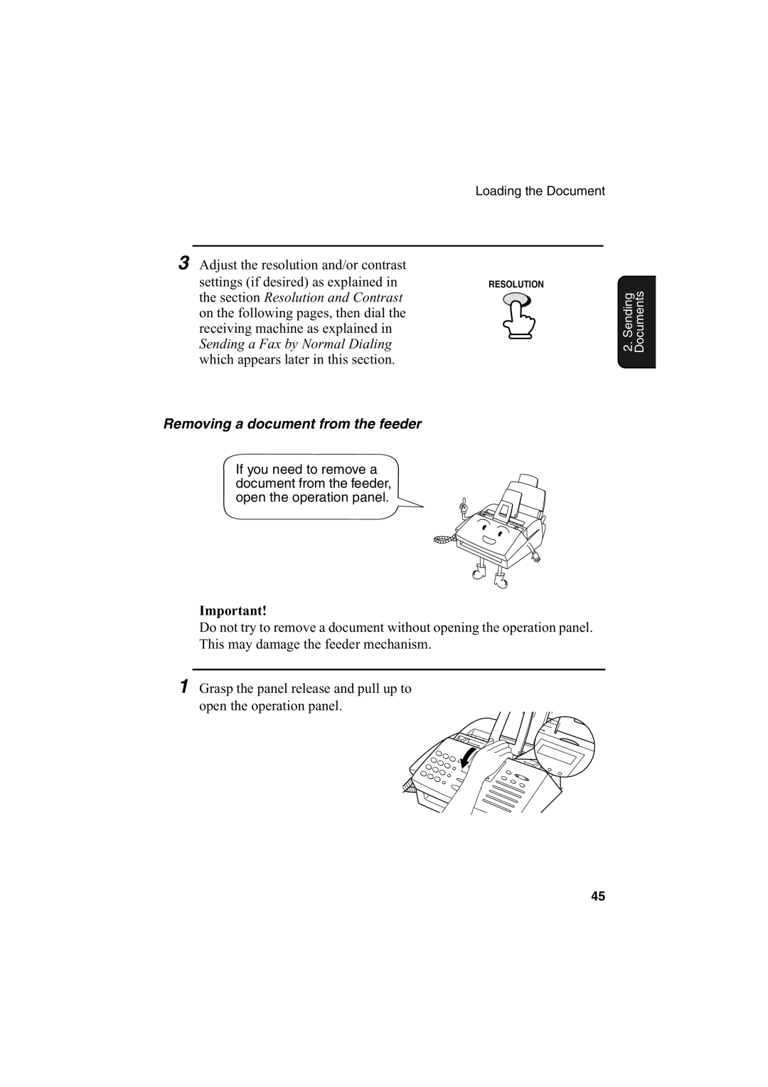 Sharp FO-2950M operation manual Removing a document from the feeder 