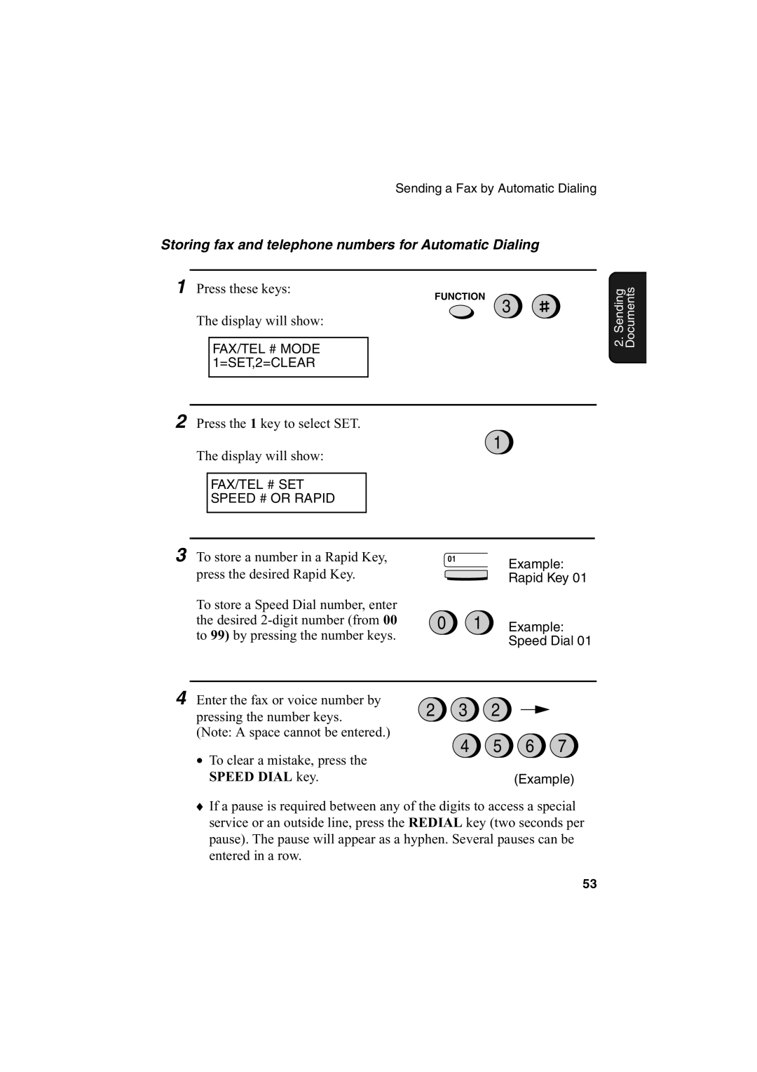 Sharp FO-2950M operation manual Storing fax and telephone numbers for Automatic Dialing 