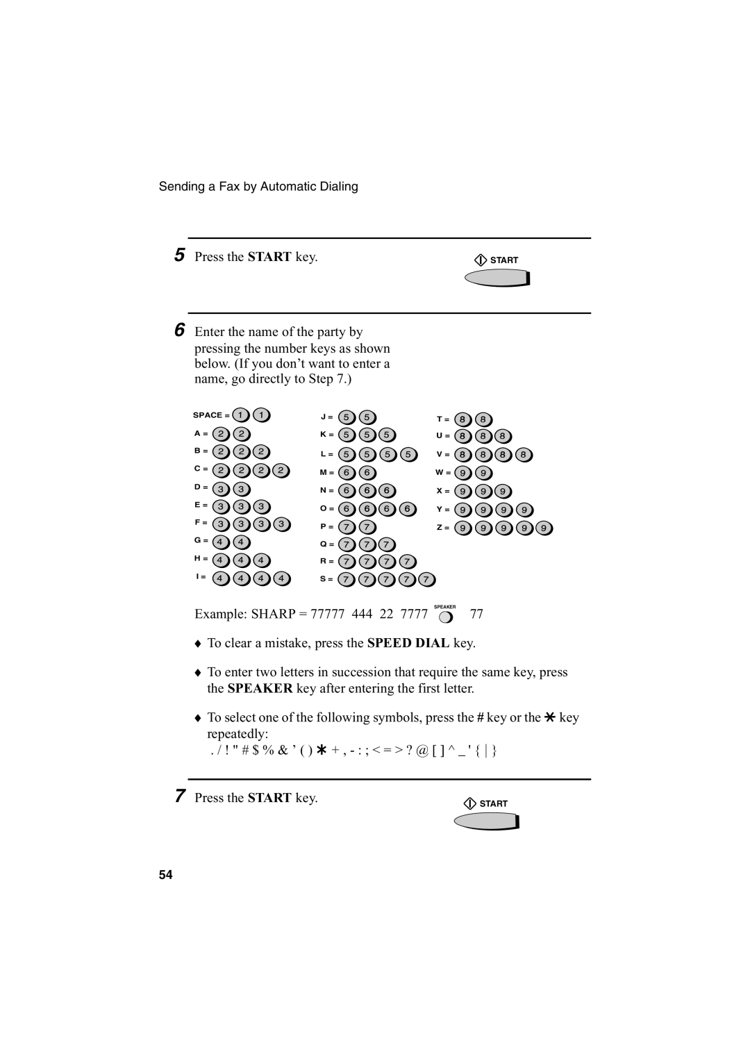 Sharp FO-2950M operation manual Example Sharp = 77777 444 22 