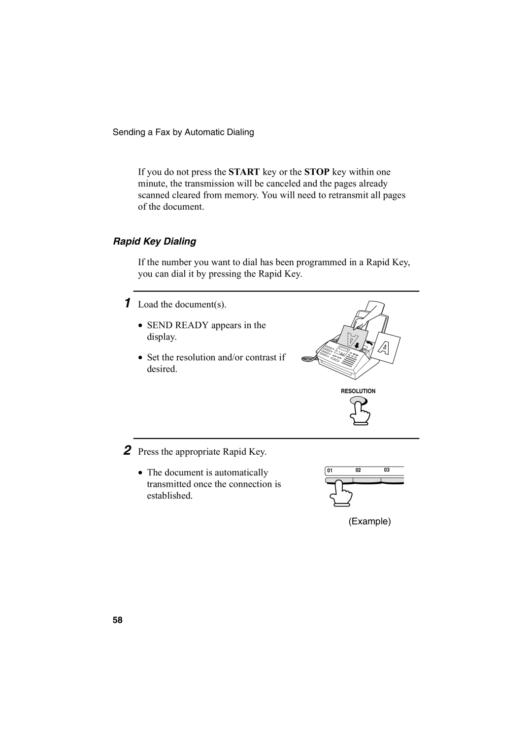 Sharp FO-2950M operation manual Rapid Key Dialing, Document is automatically 