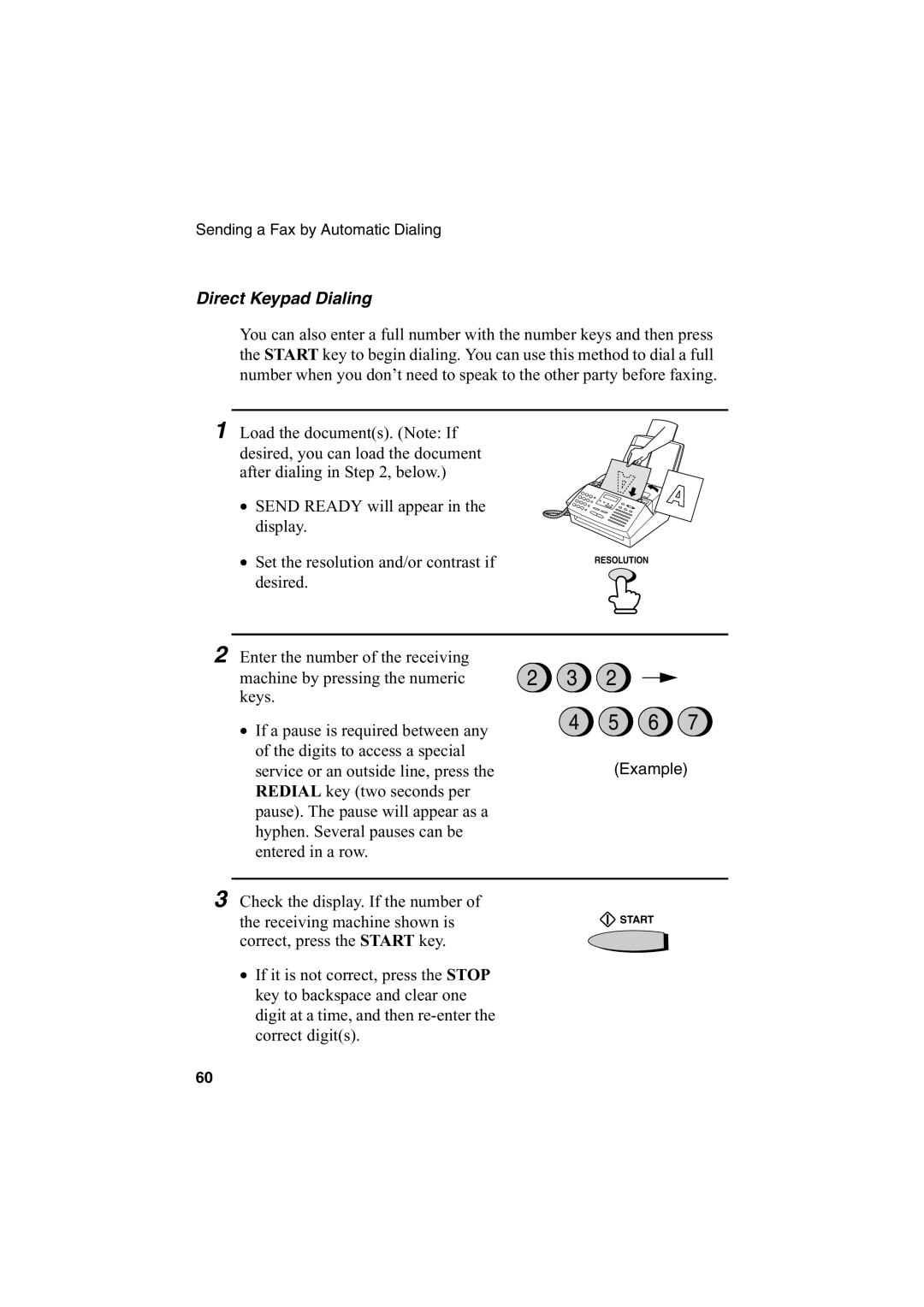 Sharp FO-2950M operation manual Direct Keypad Dialing 