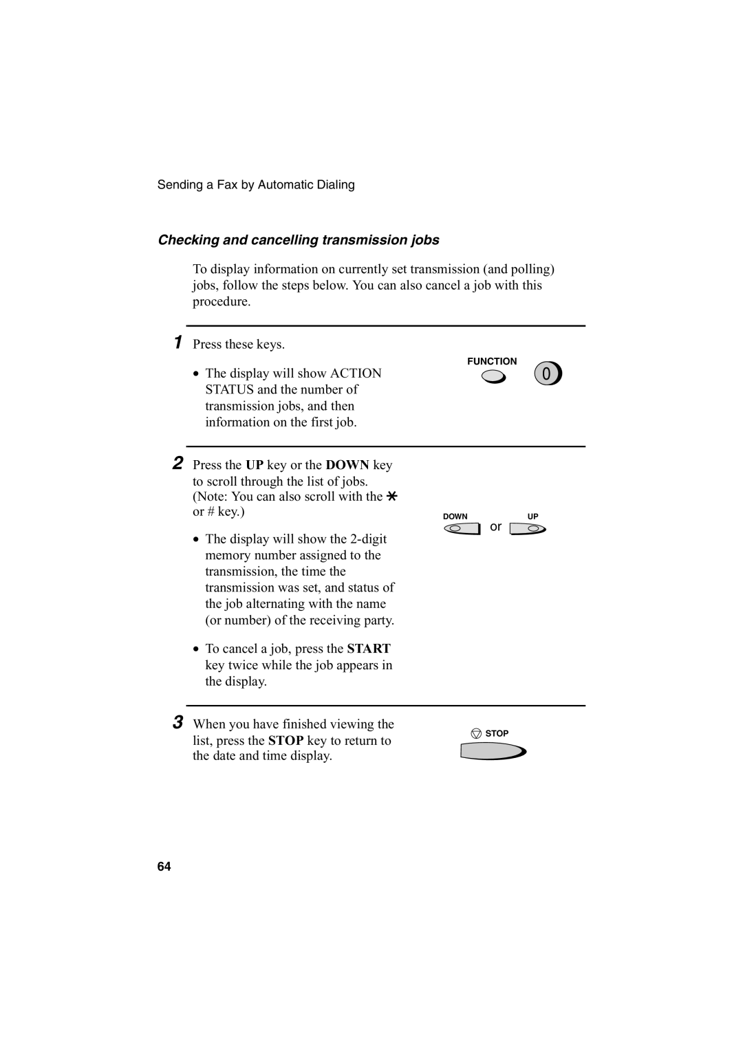 Sharp FO-2950M operation manual Checking and cancelling transmission jobs 