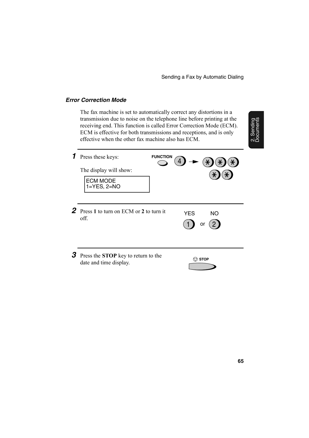 Sharp FO-2950M operation manual Error Correction Mode 