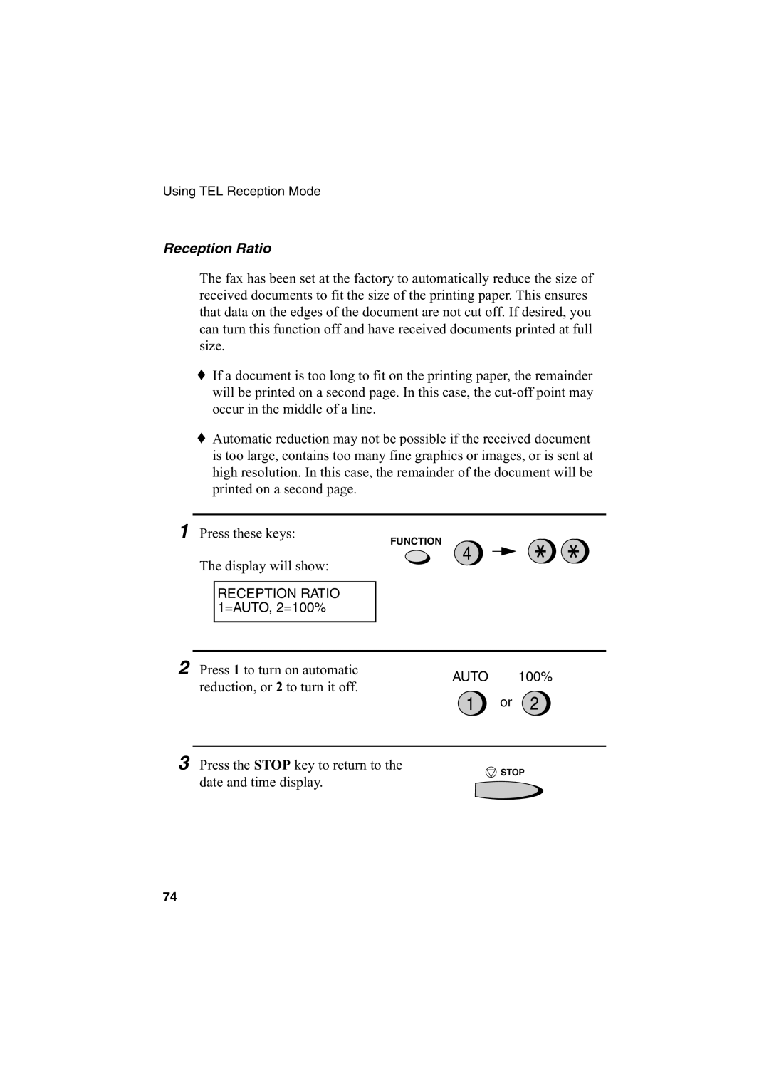 Sharp FO-2950M operation manual Reception Ratio 