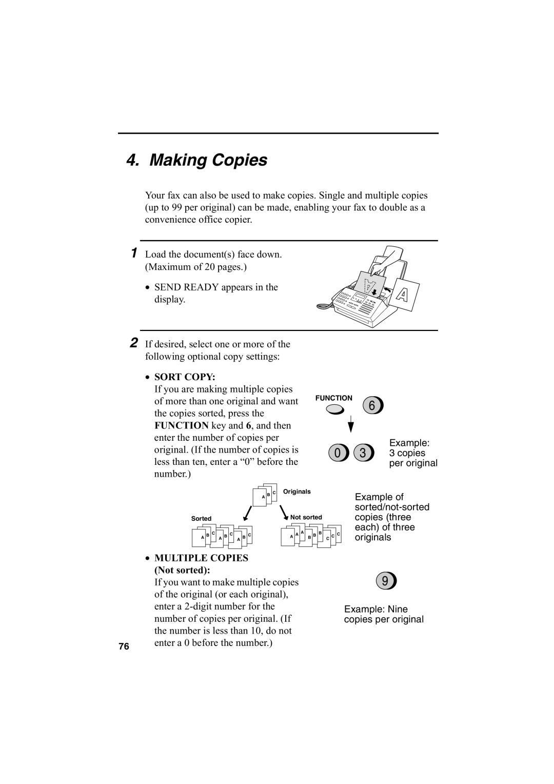 Sharp FO-2950M operation manual Making Copies, Sort Copy 