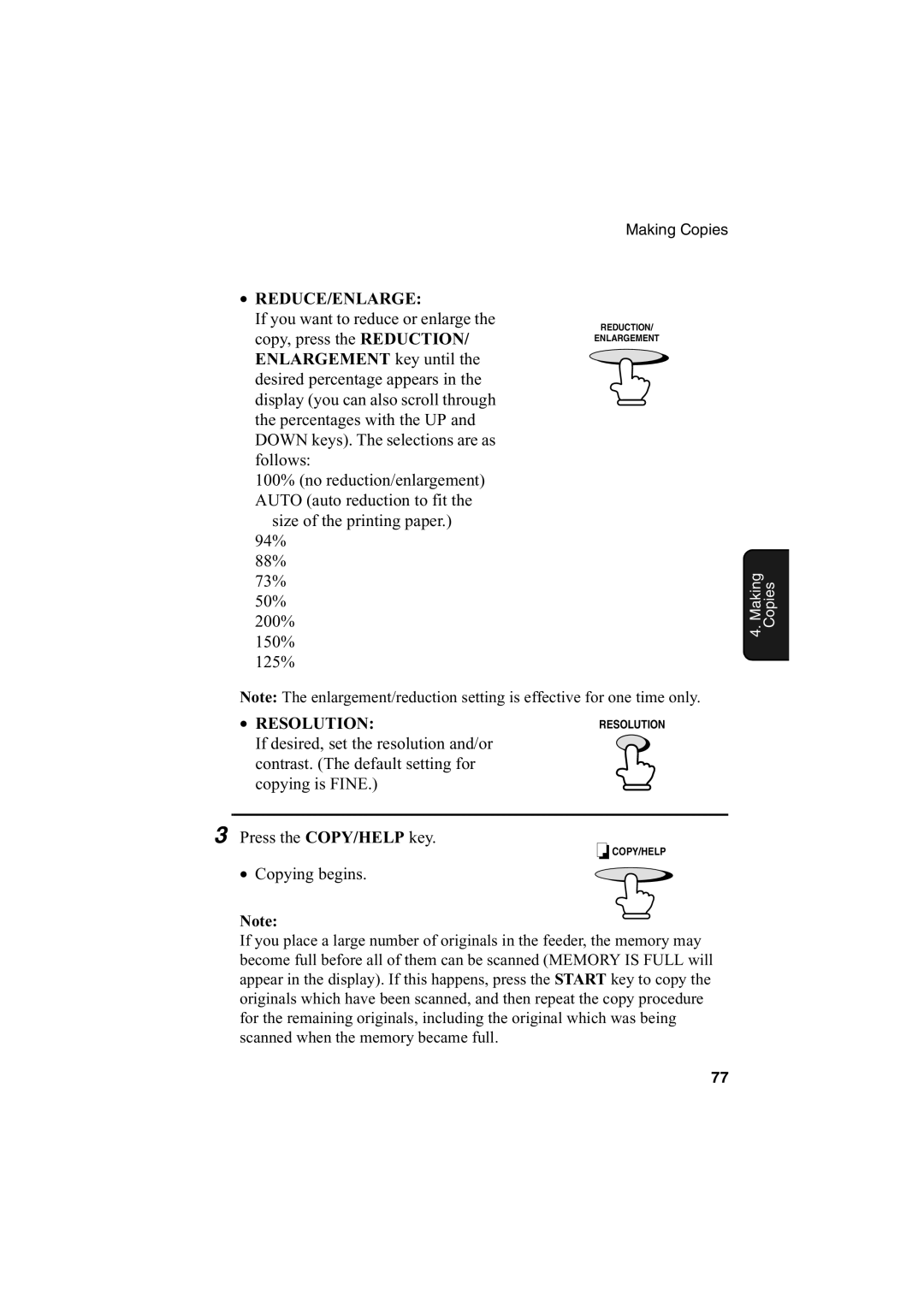 Sharp FO-2950M operation manual Reduce/Enlarge 