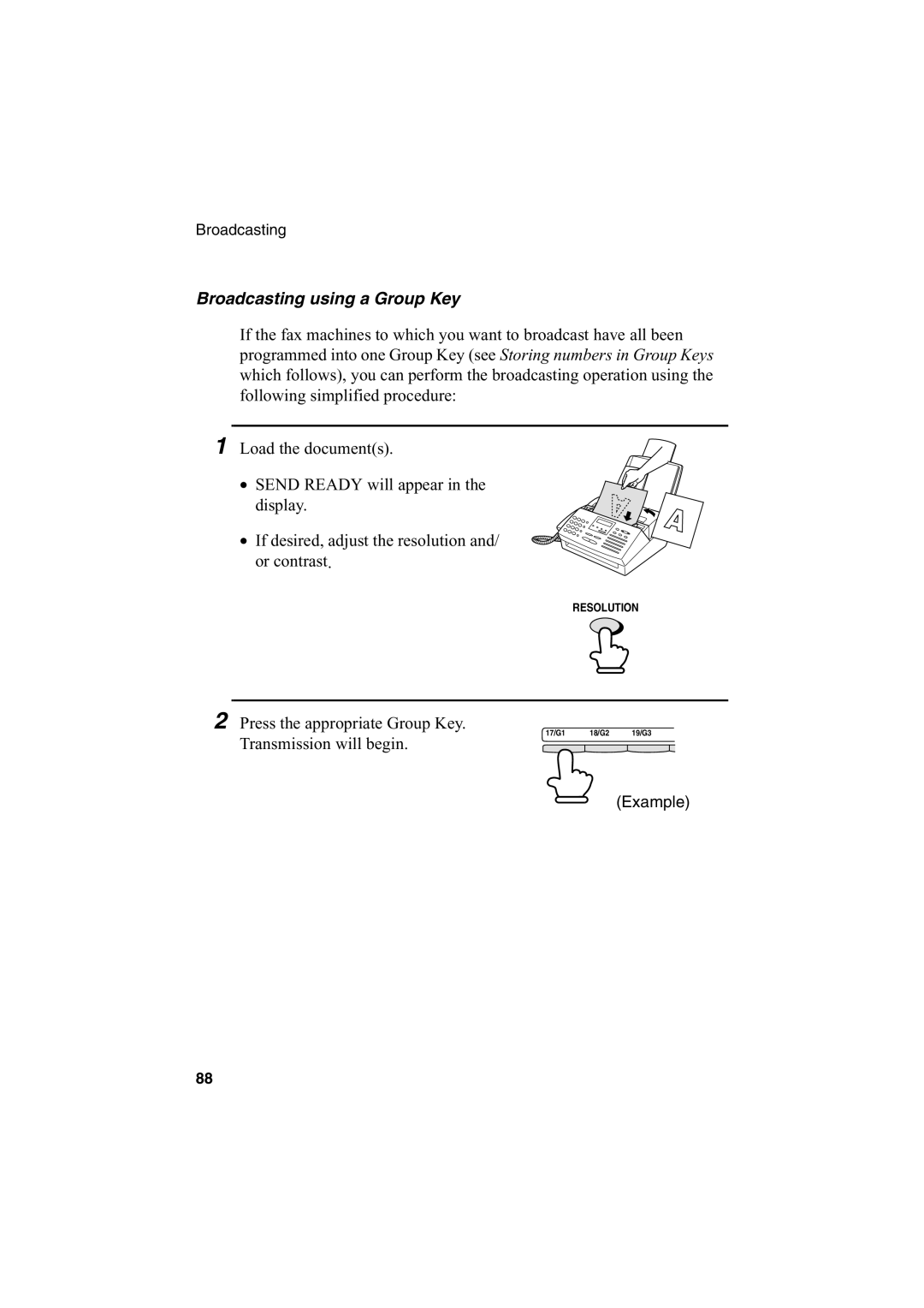 Sharp FO-2950M operation manual Broadcasting using a Group Key 