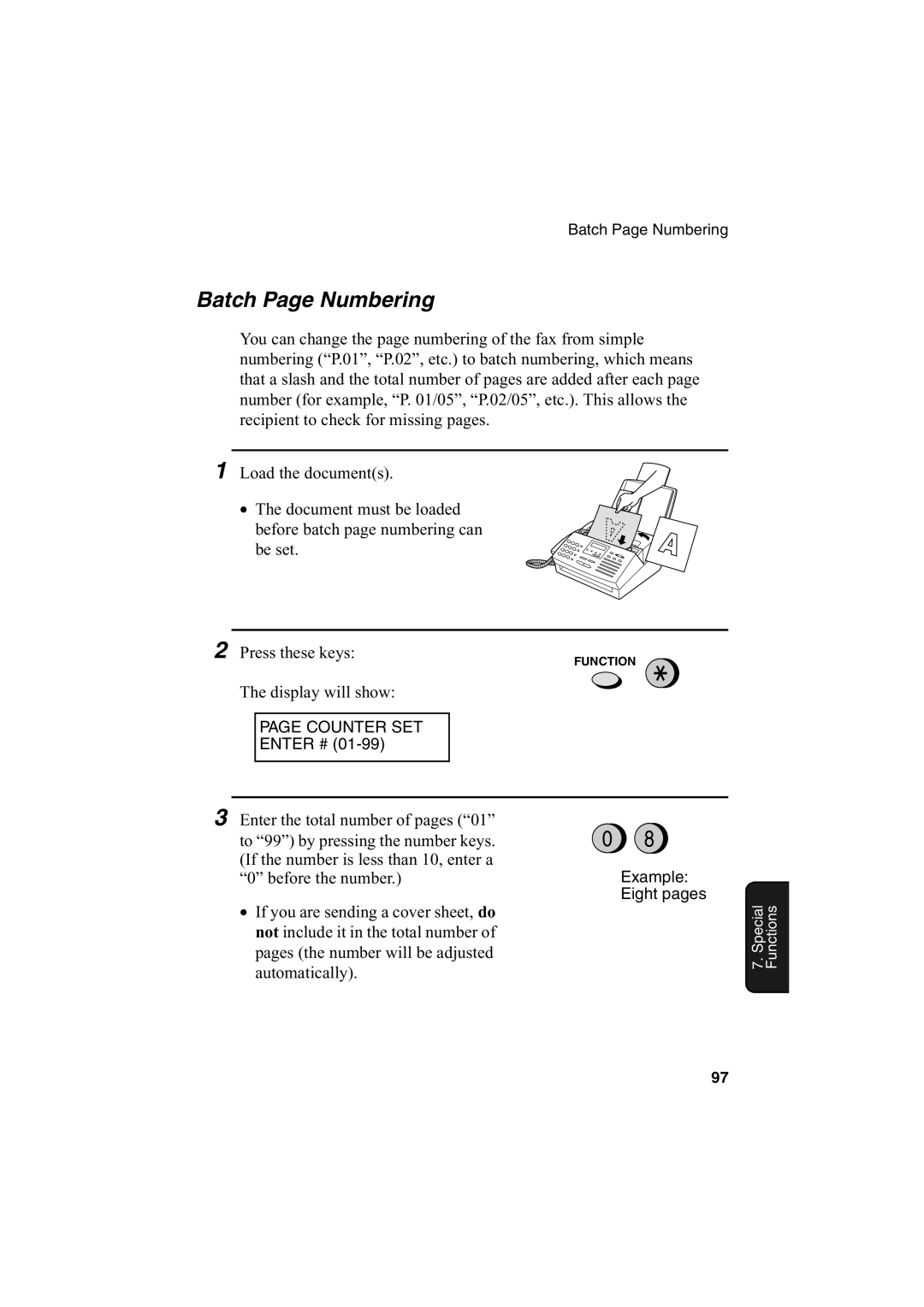 Sharp FO-2950M operation manual Batch Page Numbering 