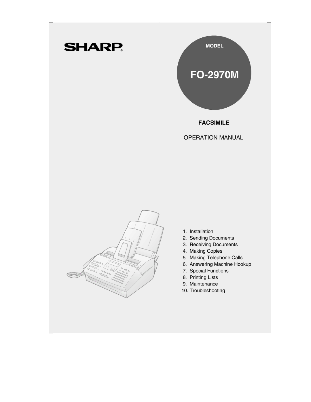 Sharp FO-2970M operation manual 