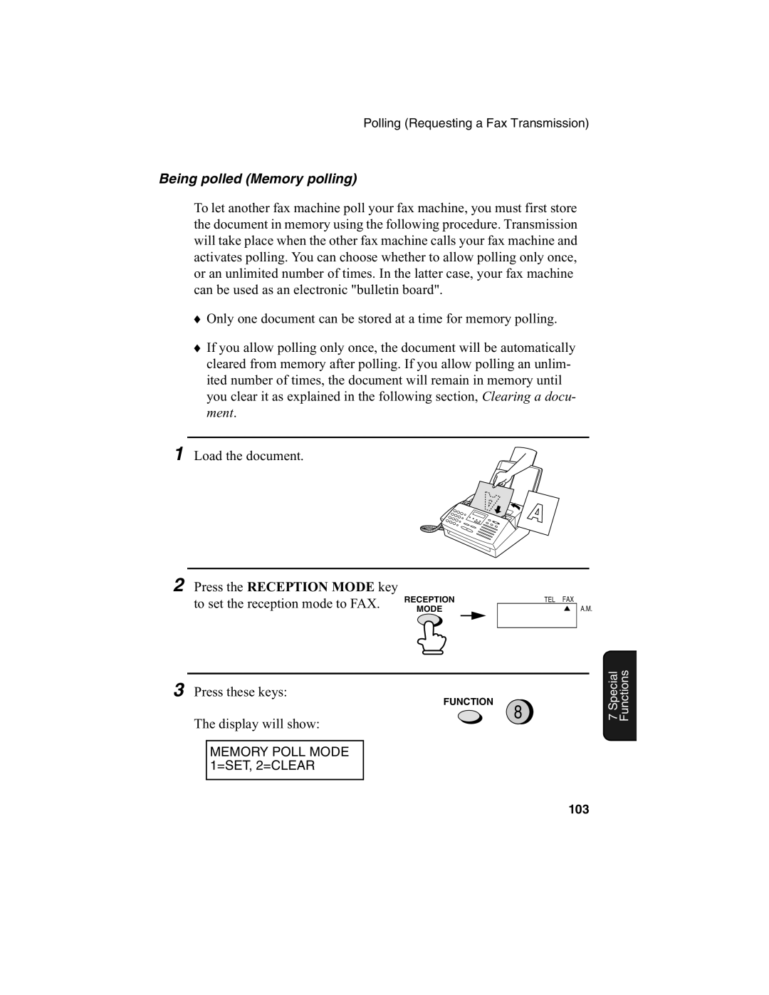 Sharp FO-2970M operation manual Being polled Memory polling, Press the Reception Mode key 