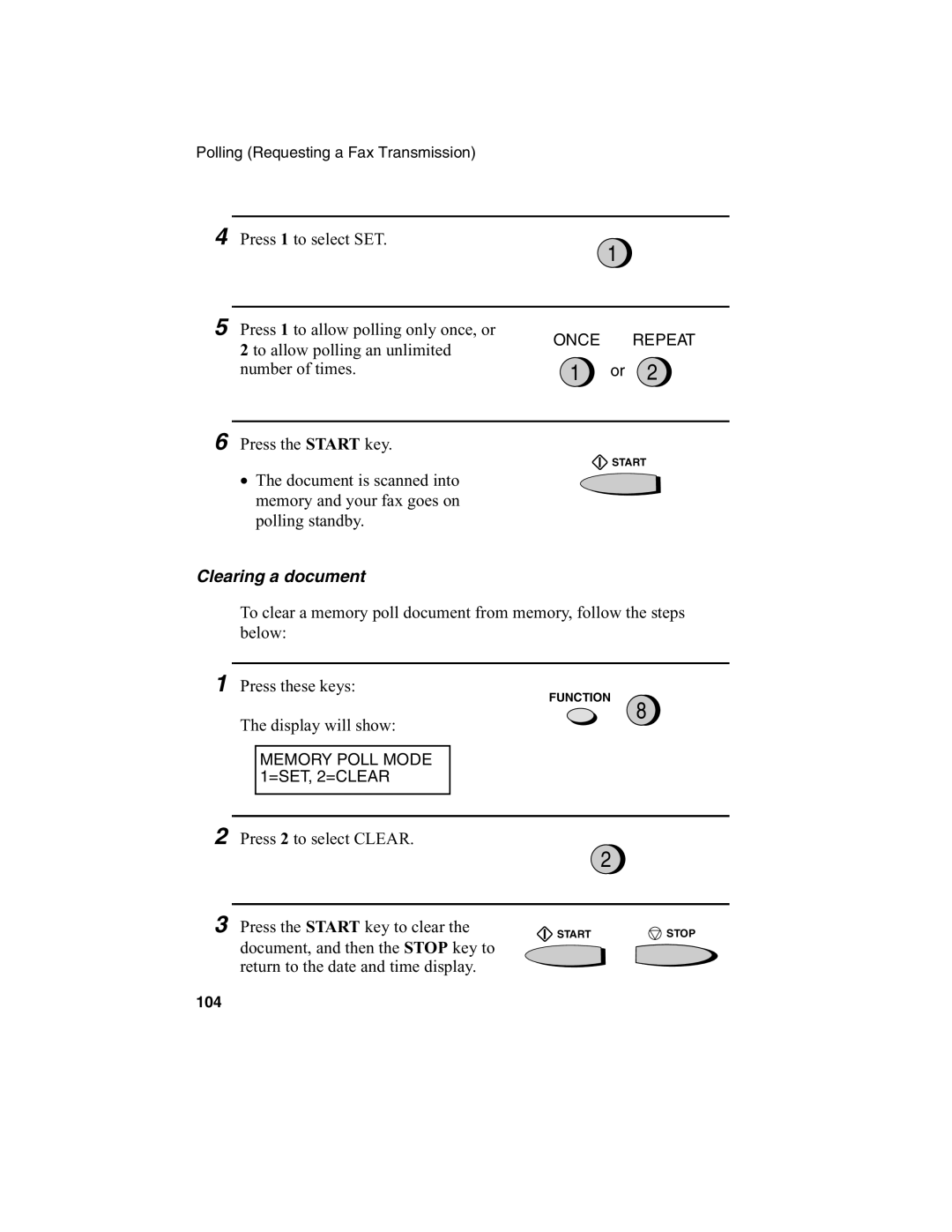 Sharp FO-2970M operation manual Clearing a document, Press the Start key to clear 