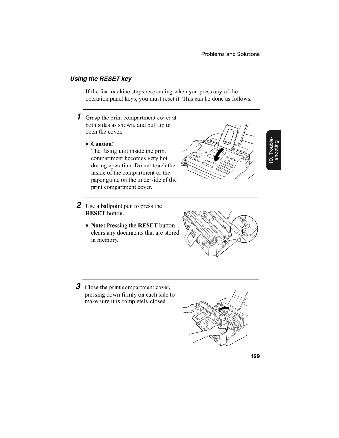 Sharp FO-2970M operation manual Using the Reset key 