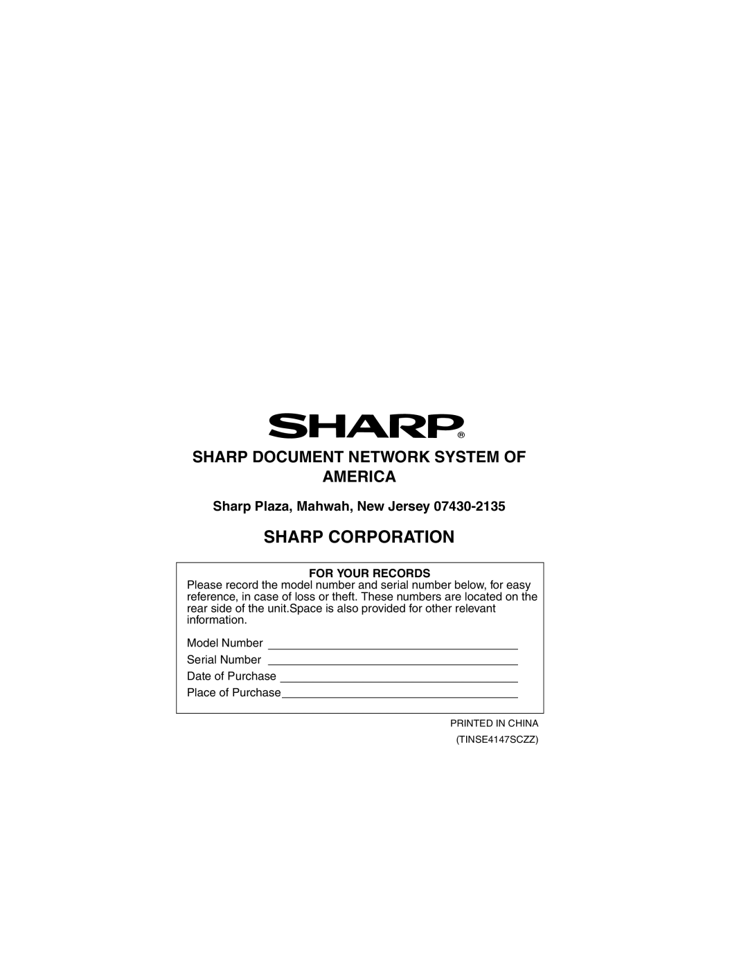 Sharp FO-2970M operation manual Sharp Corporation 