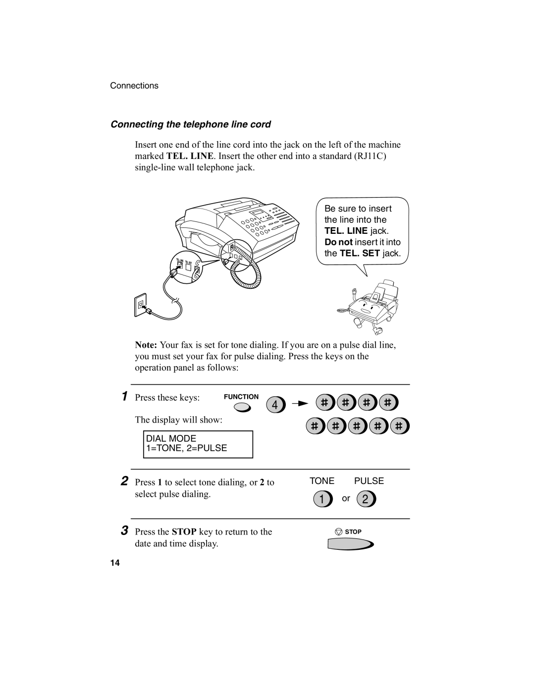 Sharp FO-2970M operation manual Connecting the telephone line cord 