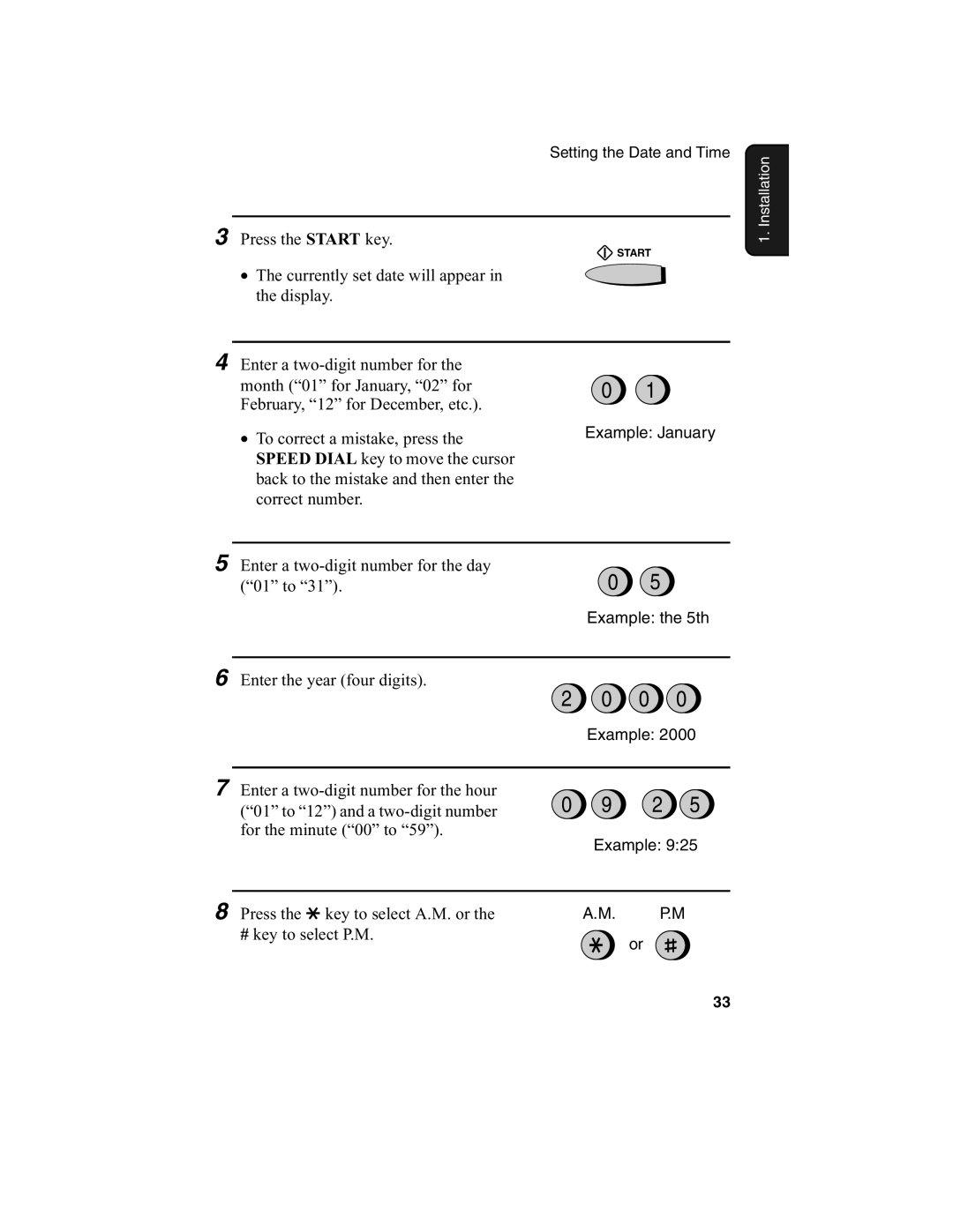 Sharp FO-2970M operation manual Currently set date will appear in the display 