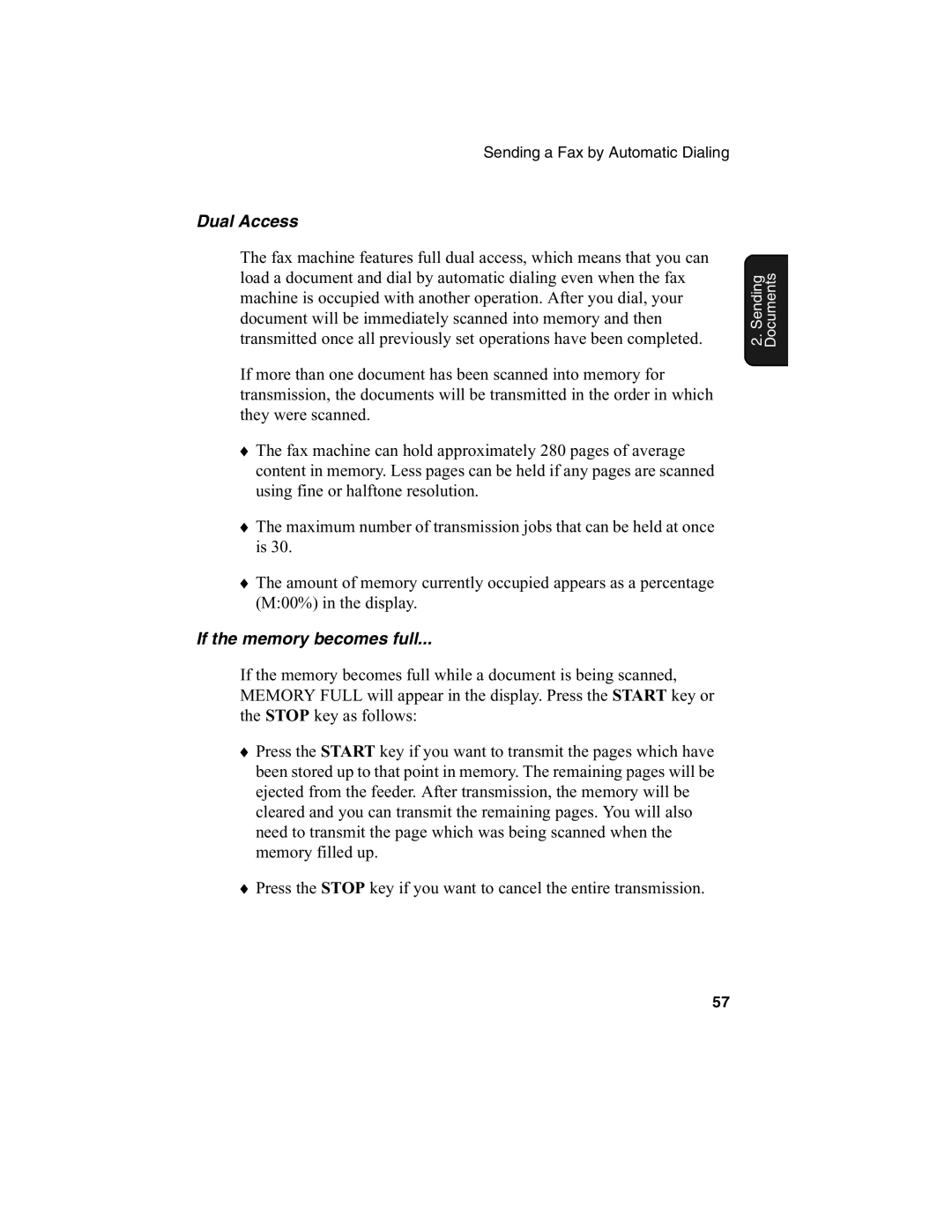 Sharp FO-2970M operation manual Dual Access, If the memory becomes full 