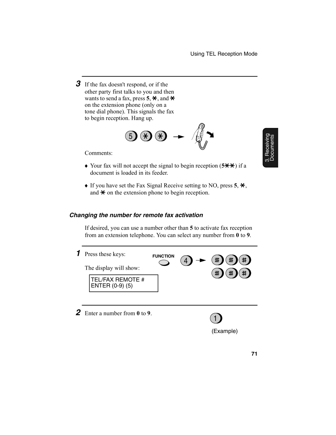 Sharp FO-2970M operation manual Changing the number for remote fax activation, Press these keys 