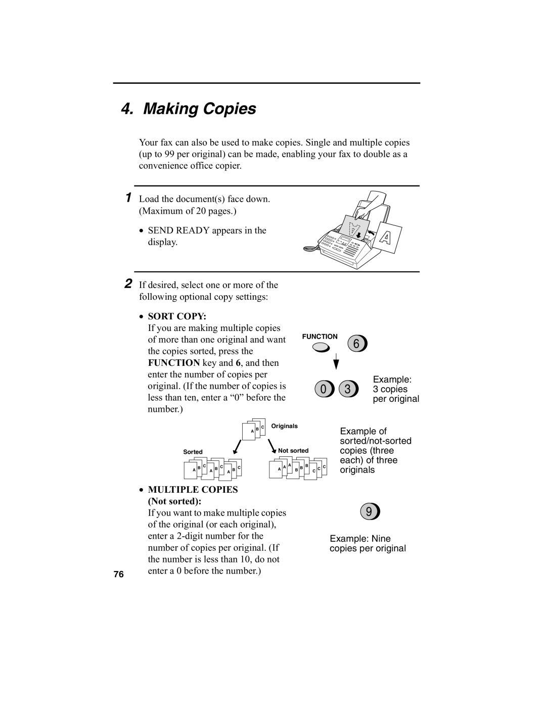 Sharp FO-2970M operation manual Making Copies, Sort Copy 