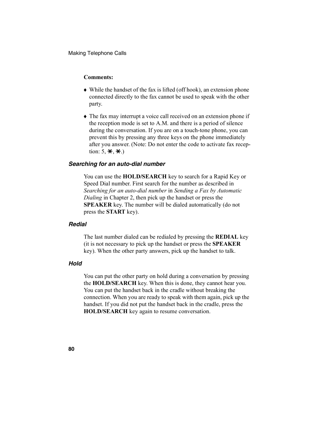 Sharp FO-2970M operation manual Comments, Redial, Hold 