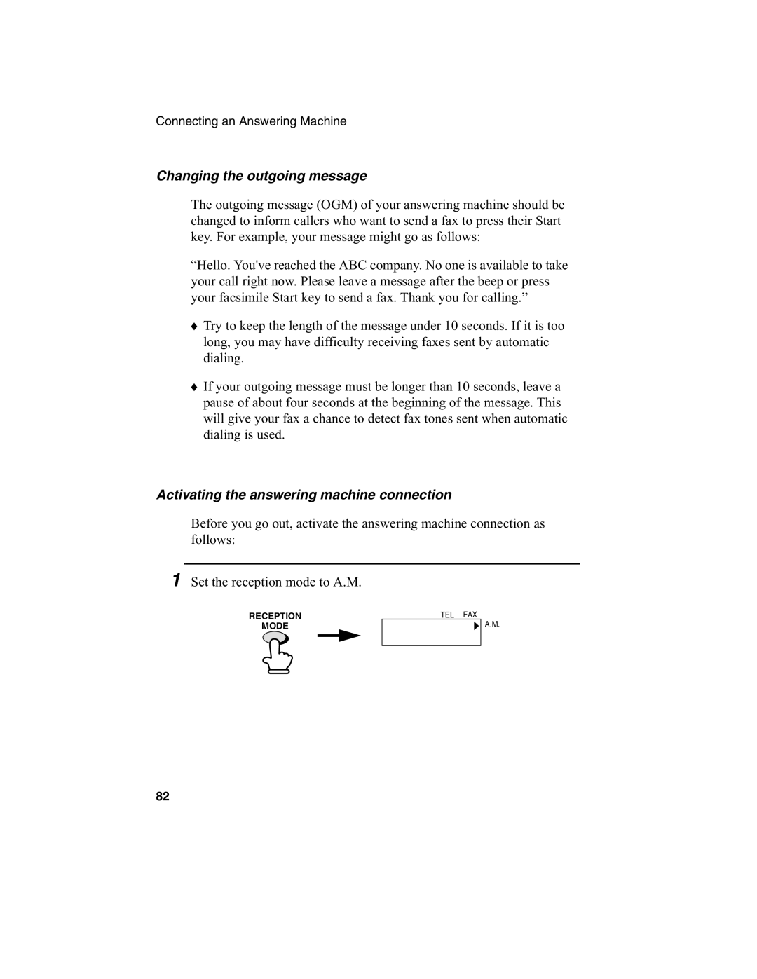 Sharp FO-2970M operation manual Changing the outgoing message, Activating the answering machine connection 