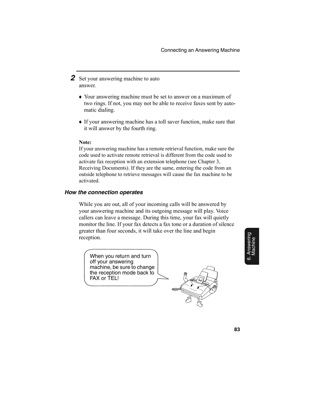Sharp FO-2970M operation manual How the connection operates 