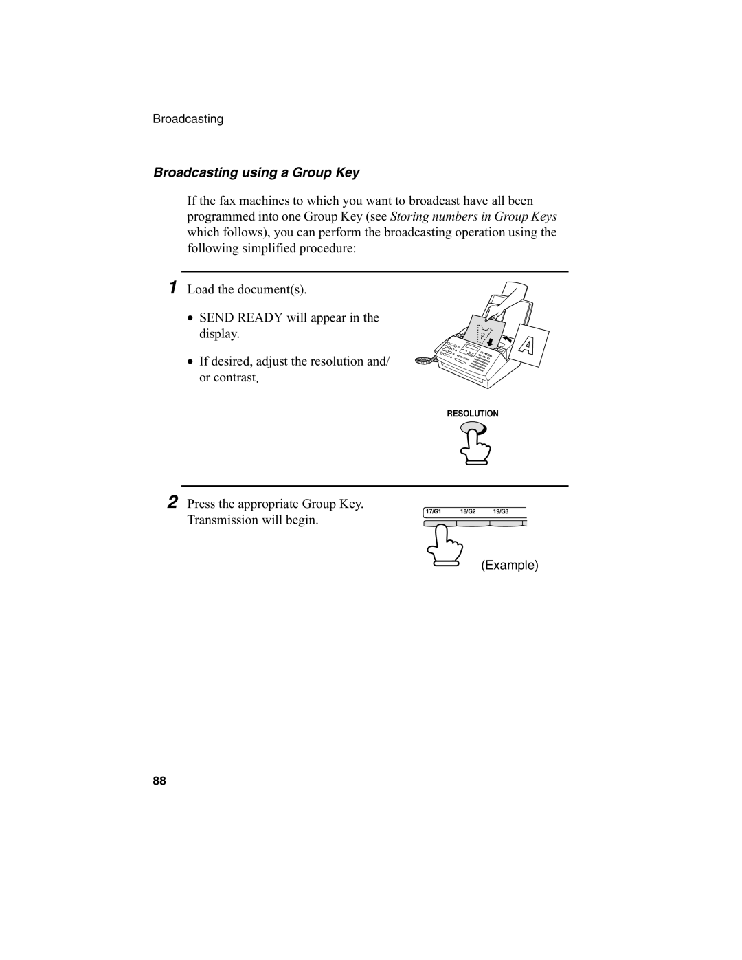 Sharp FO-2970M operation manual Broadcasting using a Group Key 