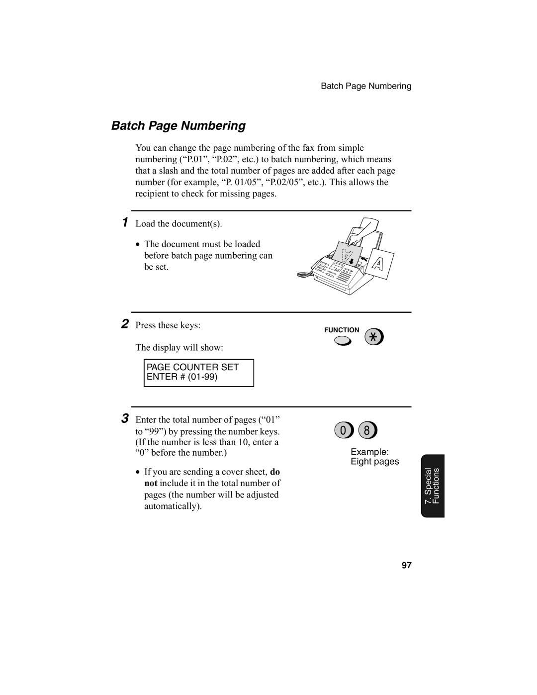 Sharp FO-2970M operation manual Batch Page Numbering 