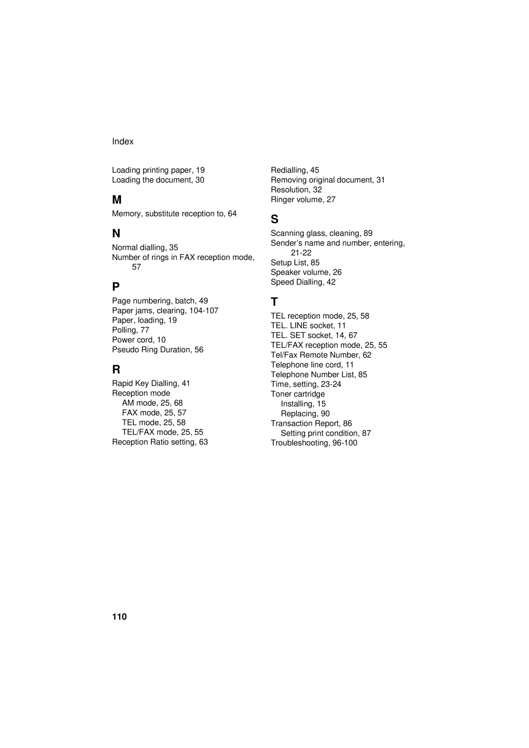 Sharp FO-3150 operation manual 110 