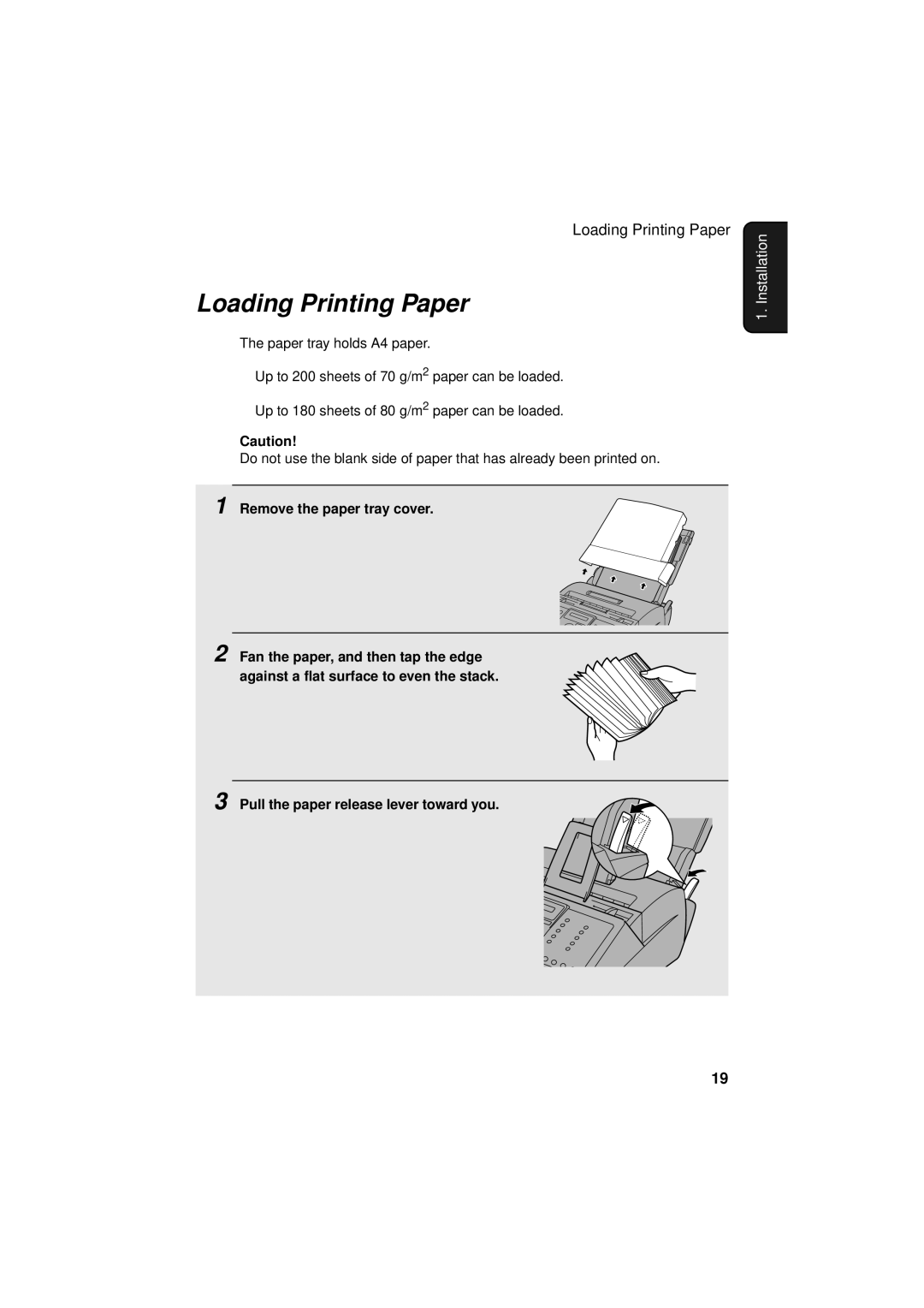 Sharp FO-3150 operation manual Loading Printing Paper 