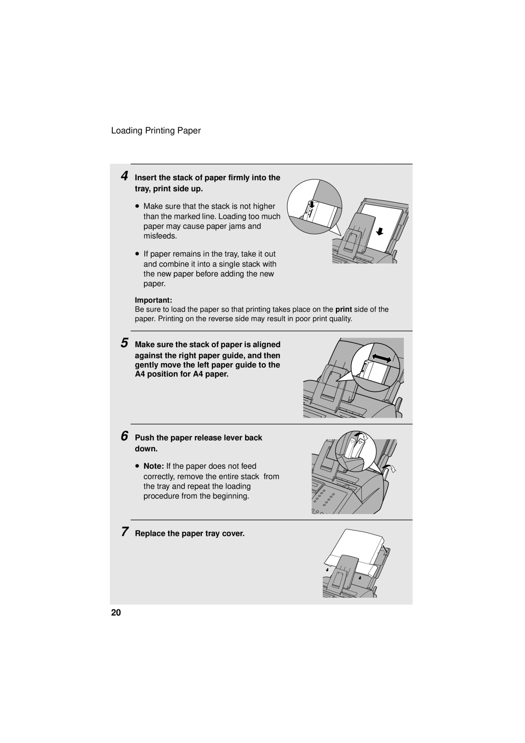 Sharp FO-3150 operation manual Loading Printing Paper 