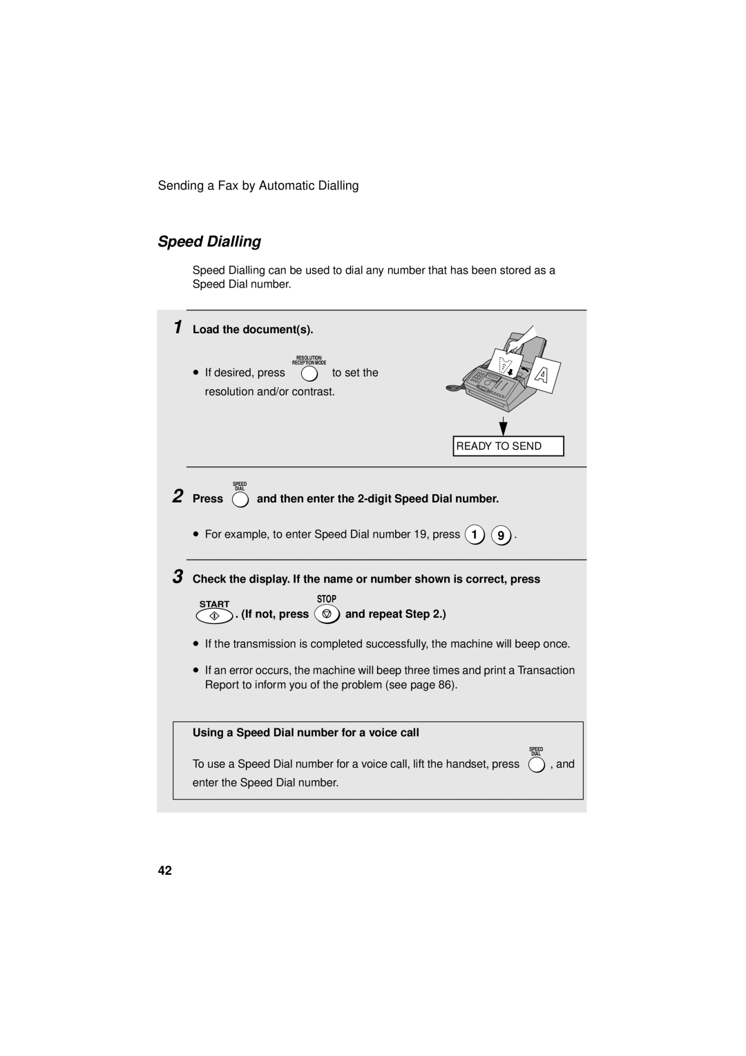 Sharp FO-3150 Speed Dialling, Press and then enter the 2-digit Speed Dial number, Repeat Step, If not, press 