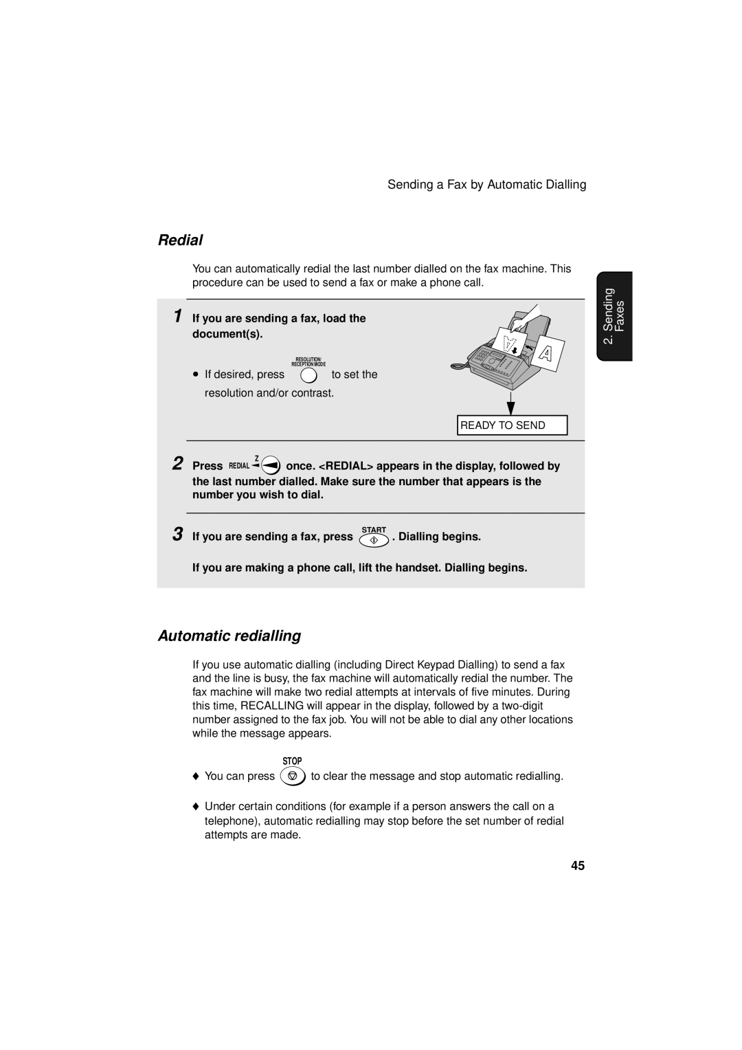 Sharp FO-3150 operation manual Redial, Automatic redialling 