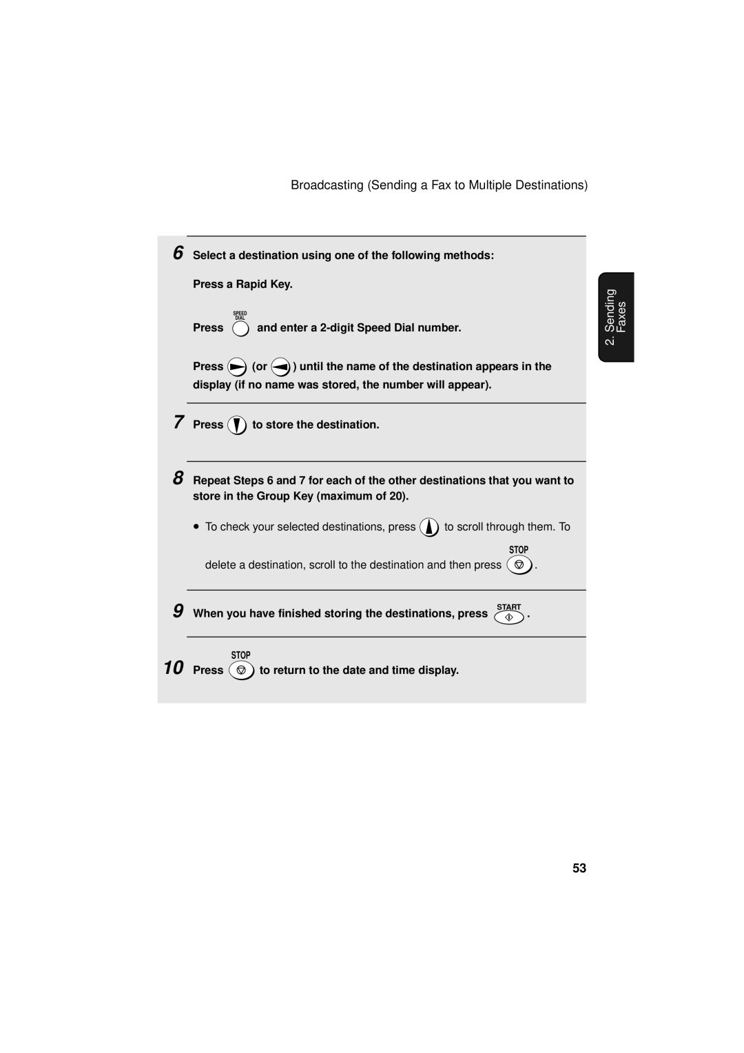 Sharp FO-3150 operation manual When you have finished storing the destinations, press Start 