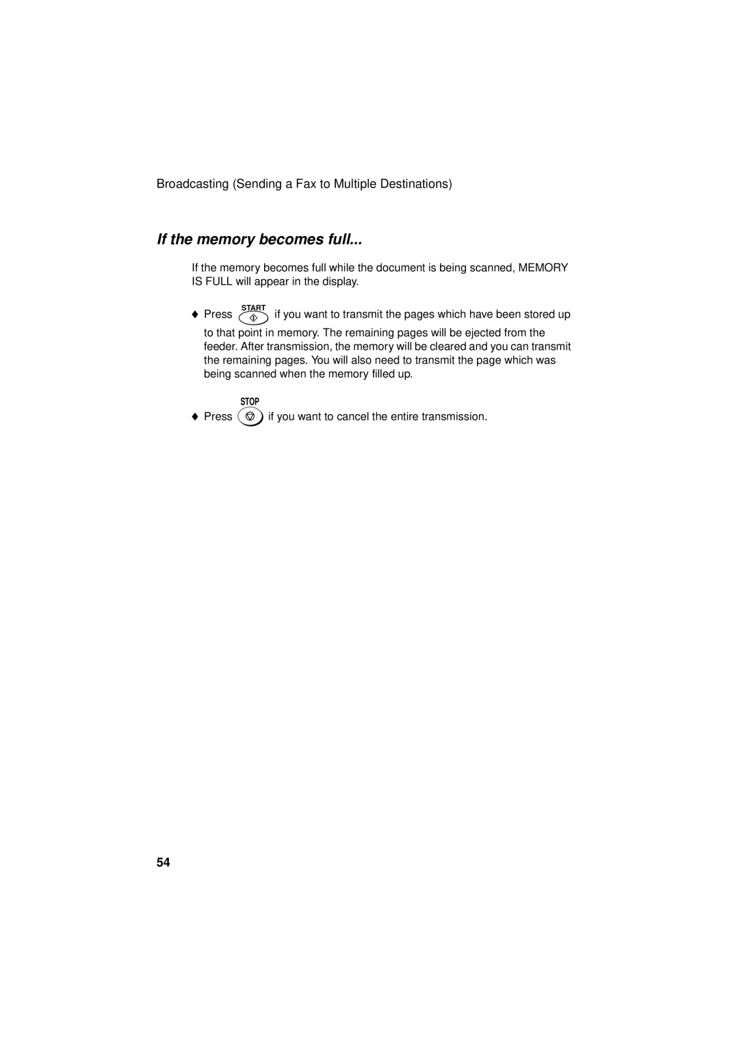 Sharp FO-3150 operation manual If the memory becomes full 