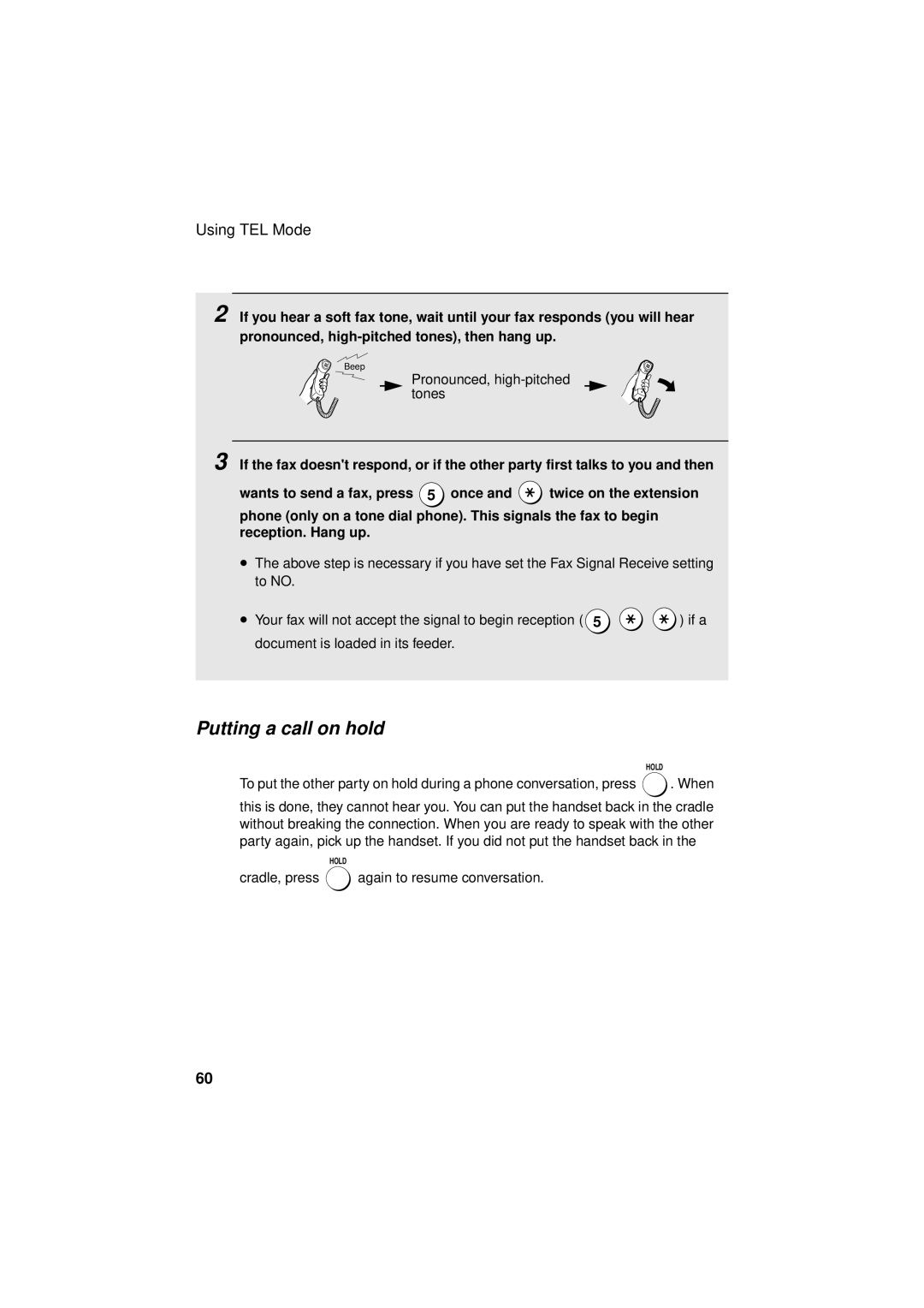 Sharp FO-3150 operation manual Putting a call on hold 