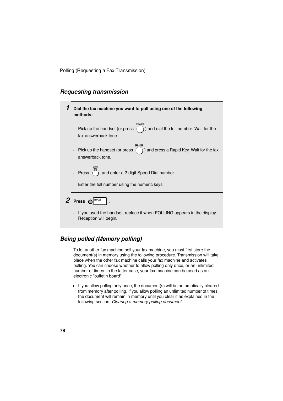 Sharp FO-3150 operation manual Requesting transmission, Being polled Memory polling 