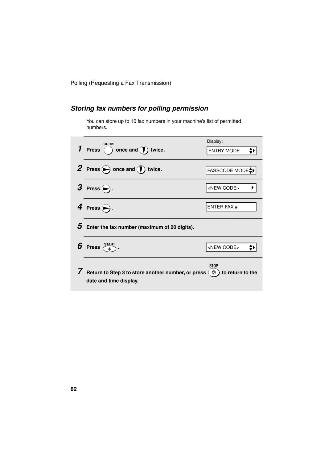 Sharp FO-3150 Storing fax numbers for polling permission, Enter the fax number maximum of 20 digits Press Start 