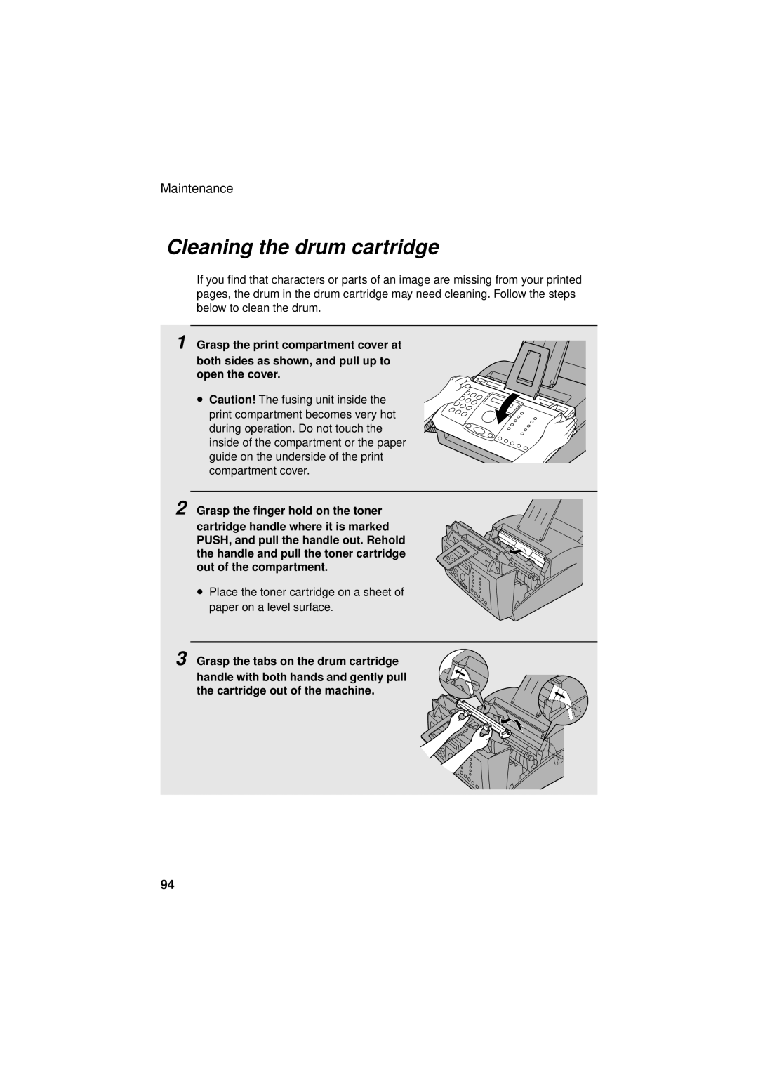 Sharp FO-3150 operation manual Cleaning the drum cartridge 