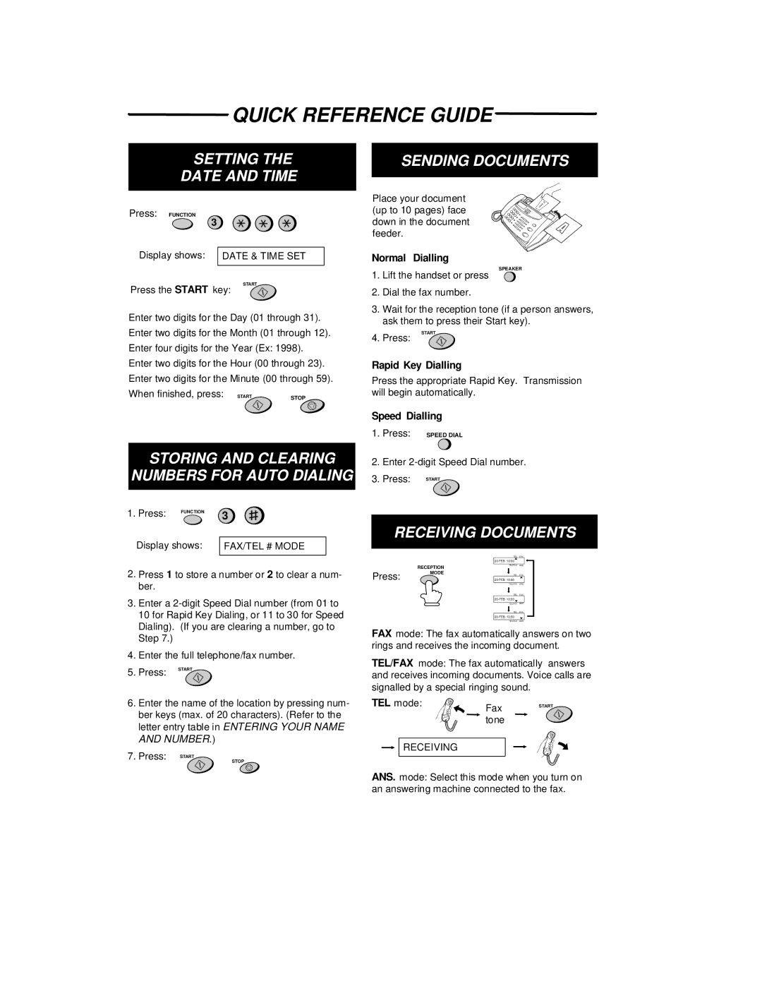 Sharp FO-375, FO-175 operation manual Setting Date and Time 