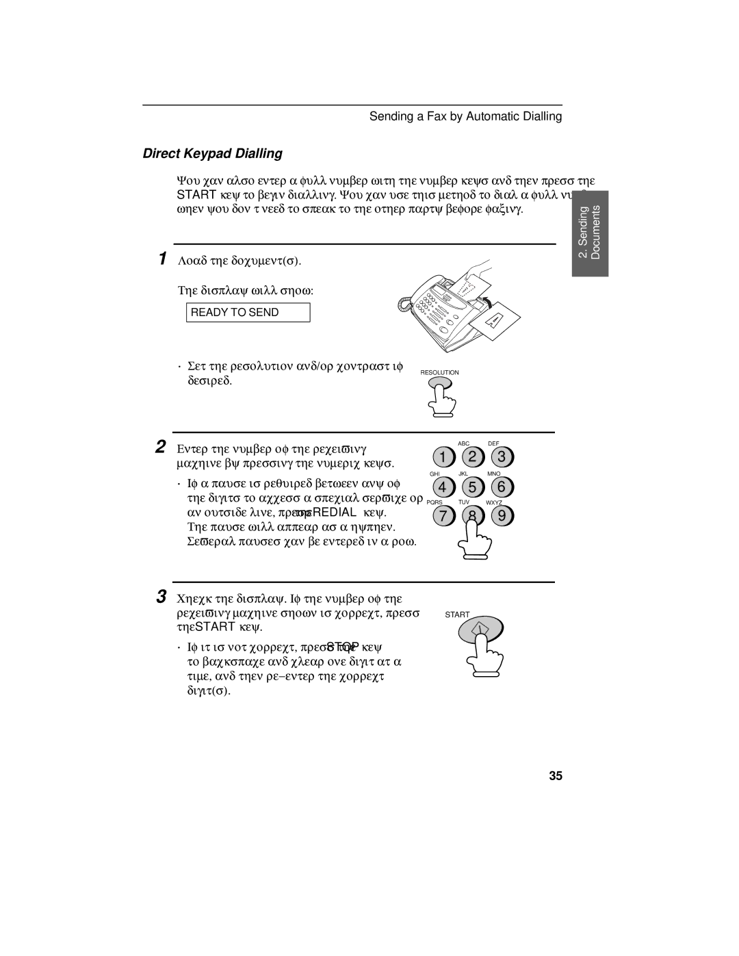 Sharp FO-375, FO-175 operation manual Direct Keypad Dialling 