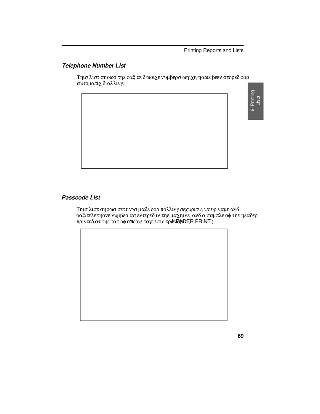 Sharp FO-375, FO-175 operation manual Telephone Number List, Passcode List 