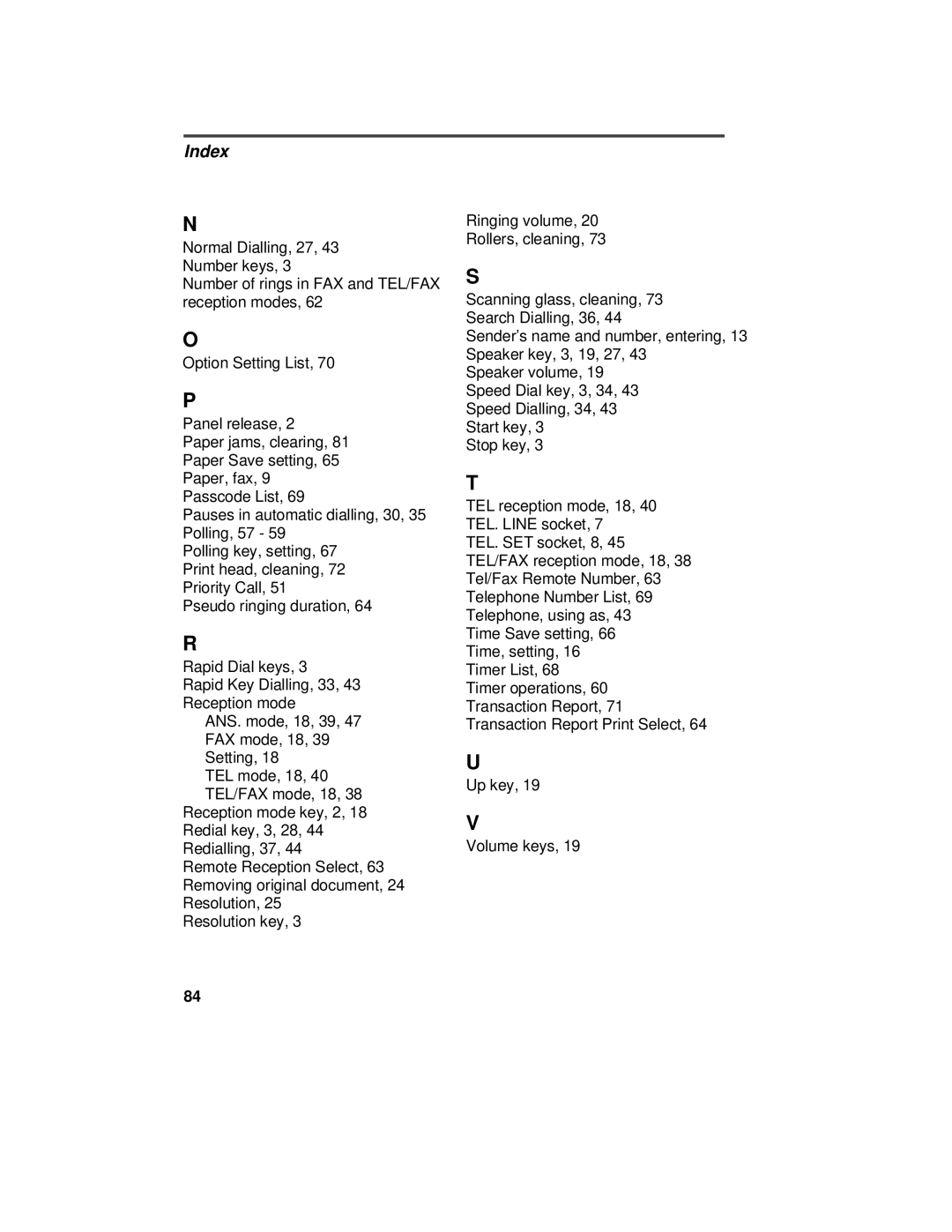 Sharp FO-175, FO-375 operation manual Index 