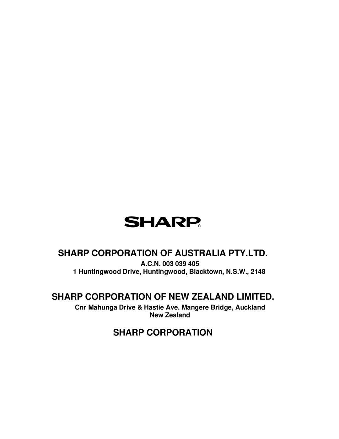 Sharp FO-375, FO-175 operation manual Sharp Corporation of NEW Zealand Limited 