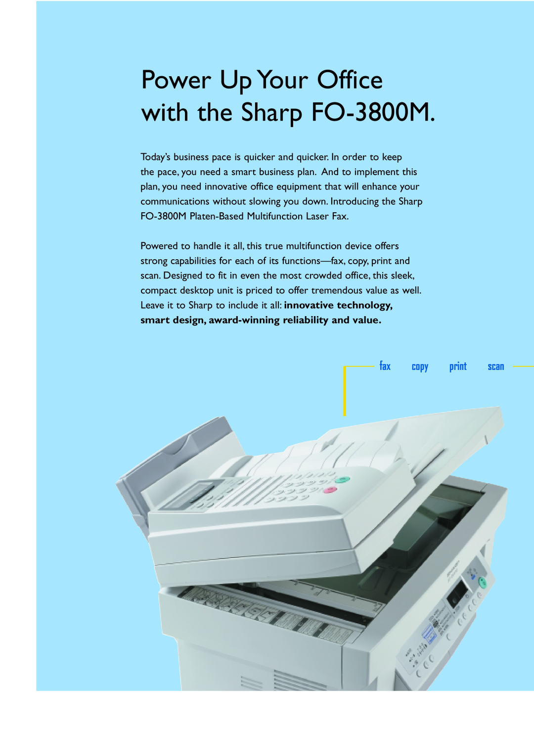 Sharp manual Power Up Your Office with the Sharp FO-3800M, fax copy print scan 