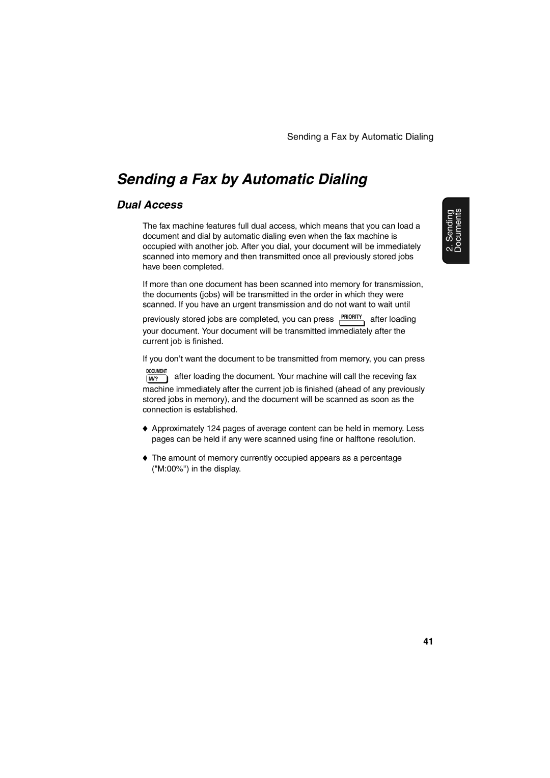 Sharp FO-4400 operation manual Sending a Fax by Automatic Dialing, Dual Access 