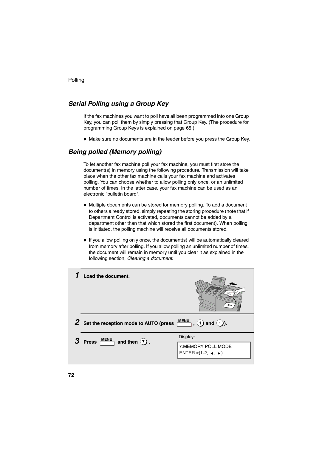 Sharp FO-4400 operation manual Serial Polling using a Group Key, Being polled Memory polling 