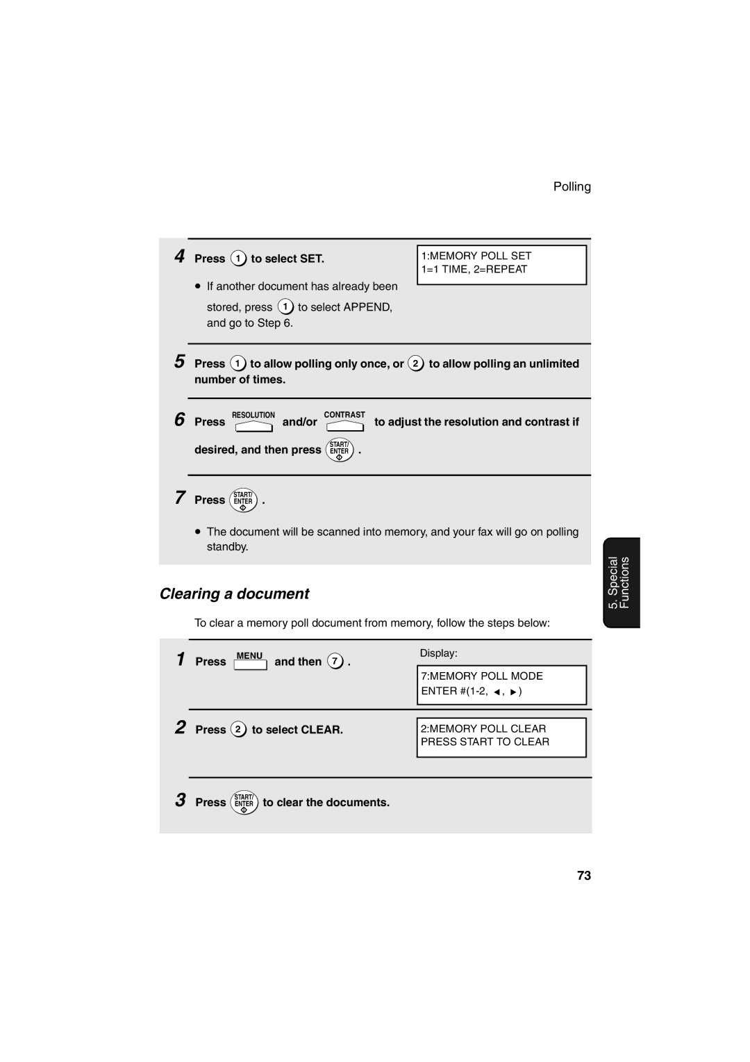 Sharp FO-4400 Clearing a document, Contrast to adjust the resolution and contrast if, Desired, and then press 