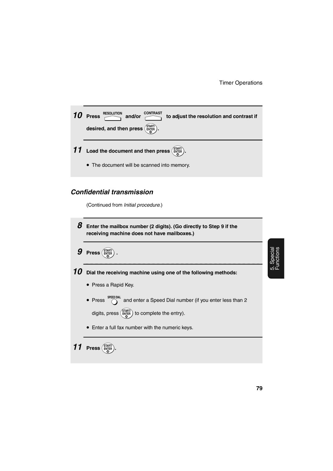 Sharp FO-4400 operation manual Confidential transmission, Load the document and then press Enter 