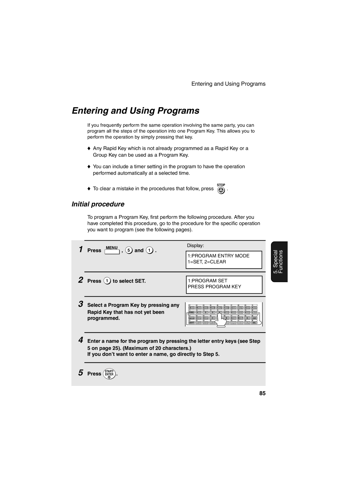 Sharp FO-4400 operation manual Entering and Using Programs, Programmed 