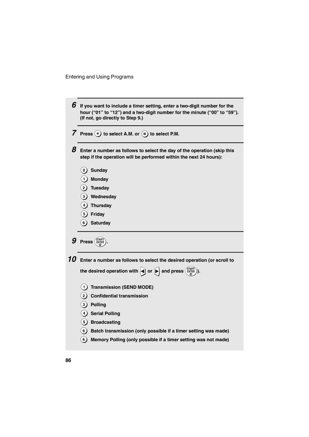 Sharp FO-4400 operation manual Start Enter 